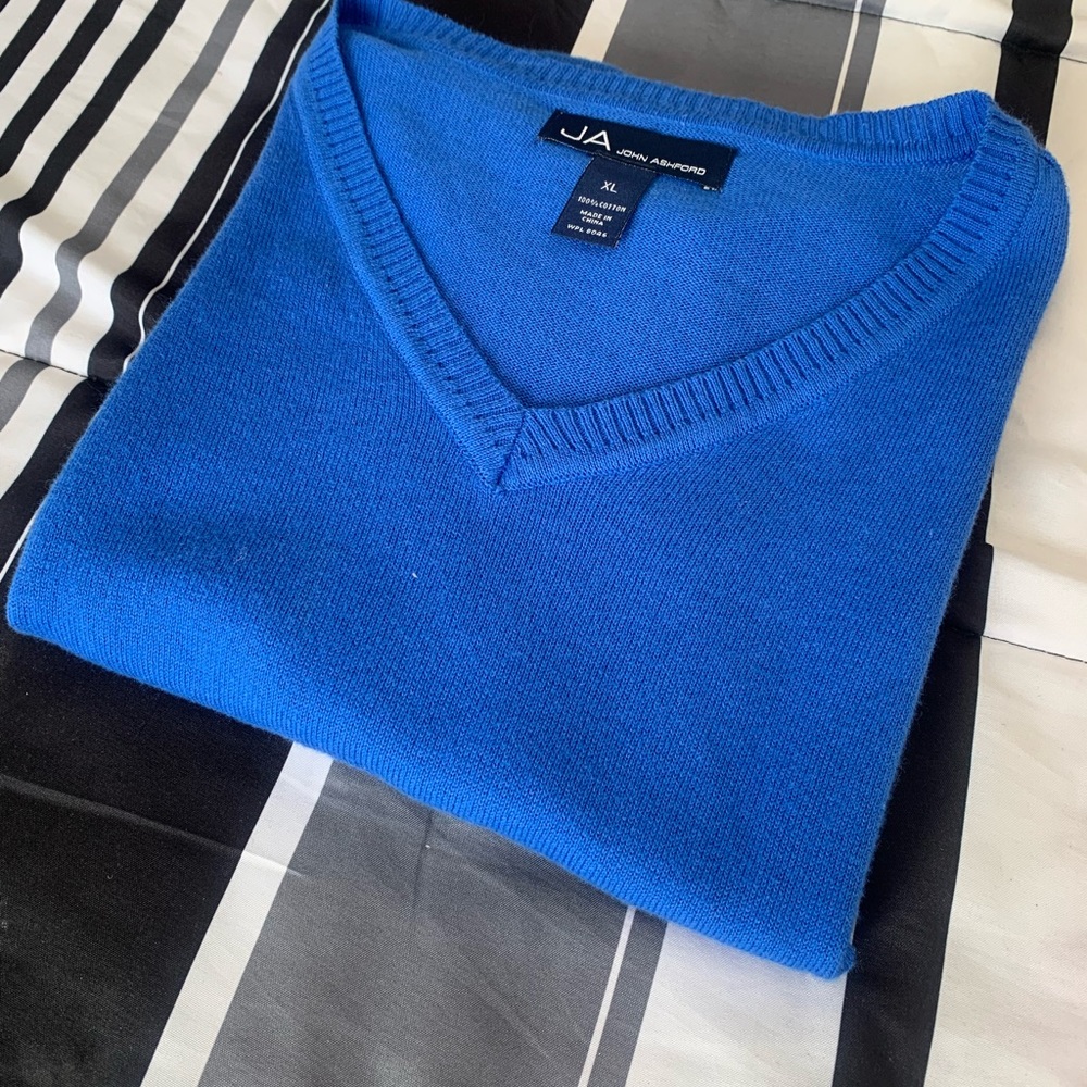 Blue XL John Ashford V-Neck Sweater Vest